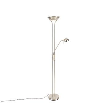 Oceľová stojaca lampa s lampou na čítanie vrátane stmievateľného LED v Kelvinoch - Diva