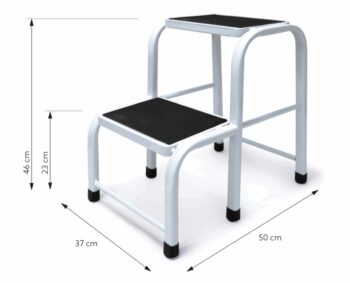 Oceľový 2-stupňový schodík s nosnosťou 150 kg