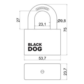 Oceľový visiaci zámok RV.BLACKDOG.50