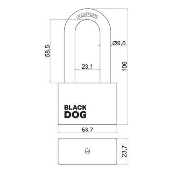 Oceľový visiaci zámok RV.BLACKDOG.50.PL