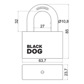 Oceľový visiaci zámok RV.BLACKDOG.60