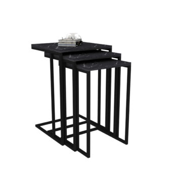 Odkladací stolík Black Mermer, 3 ks