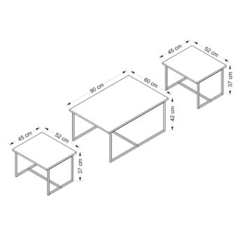 Odkladací stolík Levada Walnut, 3 ks