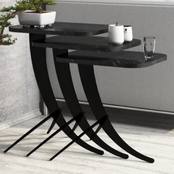 Odkladací stolík Pion Black Marble, 3 ks