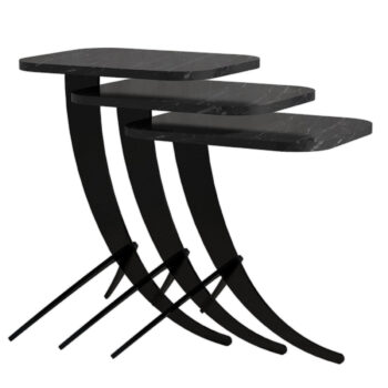 Odkladací stolík Pion Black Marble, 3 ks