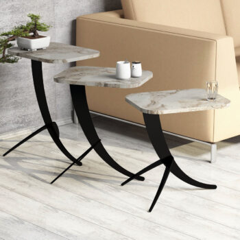 Odkladací stolík Pion White Marble, 3 ks