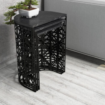 Odkladací stolík Stil Black Marble, 3 ks