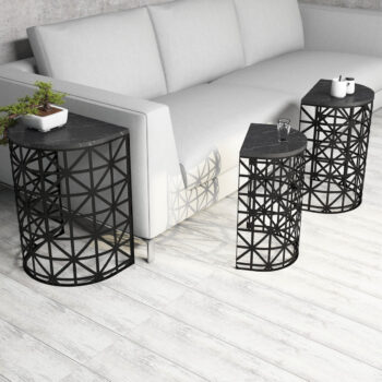 Odkladací stolík Stil Black Marble, 3 ks