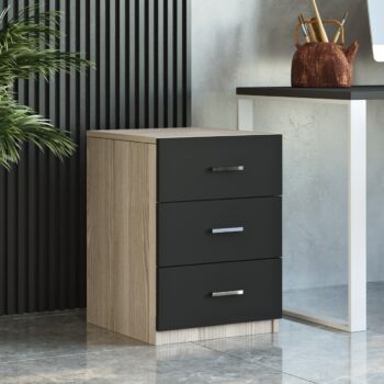 VARIO 3: Prémiová komoda, ktorá pridáva hodnotu do Vašej kancelárie alebo pracovnePredstavujeme vám VARIO 3 – komodu so skrinkou, ktorá pridáva eleganciu a funkcionalitu do vášho pracovného prostredia. Jej moderný a zároveň časovo overený dizajn je ideálny pre kancelárie a pracovne, kde oceníte nielen estetický vzhľad, ale aj praktickosť a kvalitu spracovania.Typ tovaru: Komoda, skrinkaVhodné do miestnosti: Kancelária, pracovňaMateriál: LTDRozmer: 61.8 x 44.5 x 46.6 cmFarba: Dub + čiernaVybavenie: 3 zásuvkyPotěšte sa moderným dizajnom komody VARIO 3, ktorá vyniká kombináciou dubového odtieňa s čiernymi prvkami. Tento kontrastný vzhľad zaručuje, že komoda bude skutočným skvostom vo vašom interiéri. K tomu pridávame vysokú úroveň funkčnosti vďaka trom zásuvkám, ktoré poskytujú dostatok priestoru pre ukladanie dôležitých dokumentov alebo kancelárskych potrieb.Vyrobena z vysokokvalitného materiálu LTD, komoda VARIO 3 garantuje dlhú životnosť a vynikajúcu odolnosť voči opotrebeniu. Jej rozmery sú ideálne pre umiestnenie v rôznych typoch priestorov, čo z nej robí flexibilný nábytkový kus, ktorý sa hodí do akéhokoľvek štýlu interiéru.Dodávame v demonte.