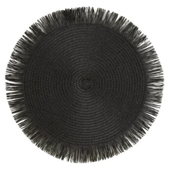 Okrúhla podložka v boho štýle so strapcami - prestieranie 38 cm biela