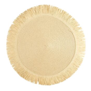 Okrúhla podložka v boho štýle so strapcami - prestieranie 38 cm čierna