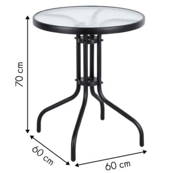 Okrúhly záhradný stôl 60 cm sklenený