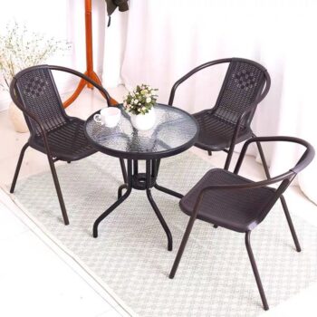Okrúhly záhradný stôl 80 cm sklenený
