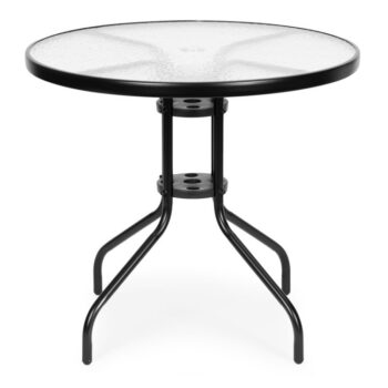 Okrúhly záhradný stôl 80 cm sklenený