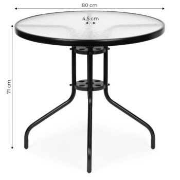 Okrúhly záhradný stôl 80 cm sklenený