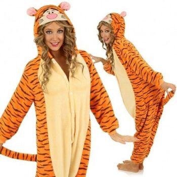 Oranžový kigurumi overal s motívom tigra veľkosť S