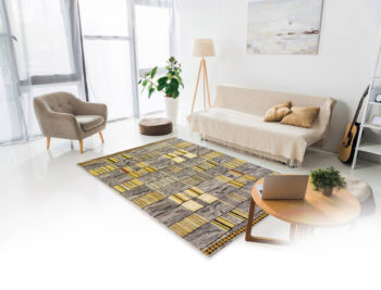 Oriental Weavers, Kusový koberec Zoya 820 E – na von aj na doma, 120x180, žltá, chodba / predsieň