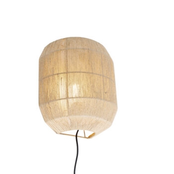 Orientálna nástenná lampa čierna s jutovým lanom - Riki