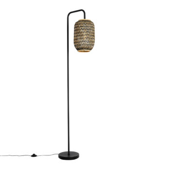 Orientálna stojaca lampa bambusová s čiernou - Yvonne