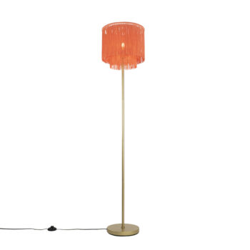 Orientálna stojaca lampa zlatá ružová tienidlo s strapcami - Franxa