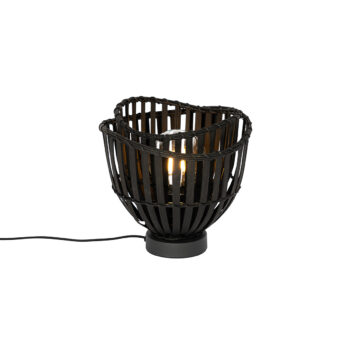 Orientálna stolná lampa čierna bambus - Pua