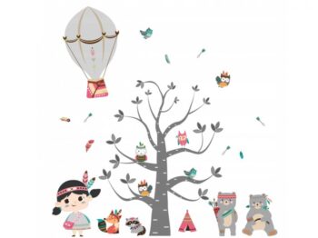 Originálna detská nálepka na stenu veselí indiáni 80 x 160 cm