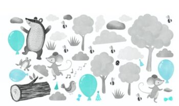 Originálna nálepka pre deti do detskej izby tancujúce zvieratká 60 x 120 cm