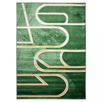 Originálny moderný zelený koberec so zlatým vzorom Šírka: 120 cm | Dĺžka: 170 cm