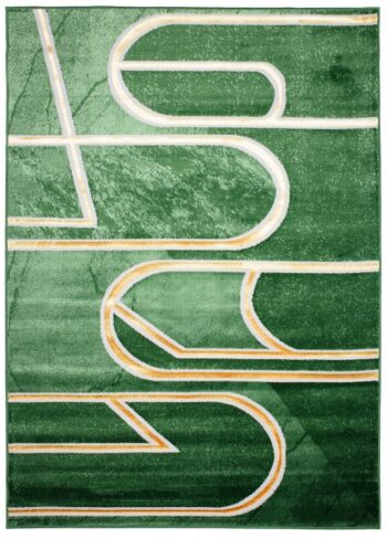 Originálny moderný zelený koberec so zlatým vzorom Šírka: 160 cm | Dĺžka: 220 cm