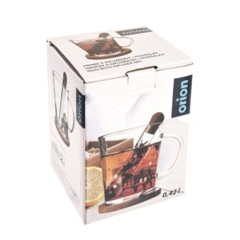Orion Sklenený hrnček s infuzérom DOMČEKY, 420 ml