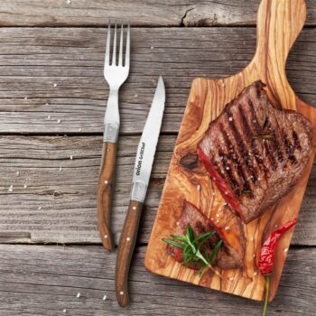 Orion Steak set nôž + vidlička nerez/drevo