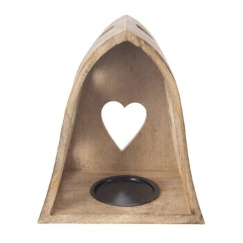 Orion Svietnik z mangového dreva Heart bell, 20 x 14 x 23,2 cm