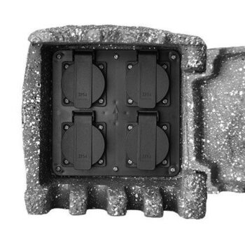 PANLUX PN42000001 Záhradná rozbočka Stone 4Z 4 zásuvky, sivá