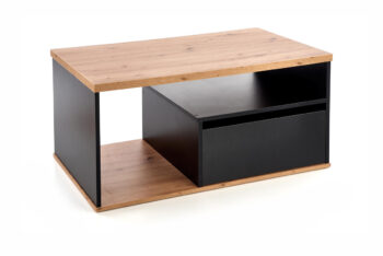 Elegantný dizajn konferenčného stolíka PANTERA skvele zapadne do každej modernej aj klasickej domácnosti. Vyrobený je z dyhovanej nábytkovej dosky, v kombinácii farieb dub wotan a čierna. Stolík okrem priestrannej vrchnej dosky ponúka ďalší otvorený úložný priestor pod ňou a jednu zásuvku, kde si…
