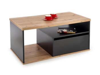 Elegantný dizajn konferenčného stolíka PANTERA skvele zapadne do každej modernej aj klasickej domácnosti. Vyrobený je z dyhovanej nábytkovej dosky, v kombinácii farieb dub wotan a čierna. Stolík okrem priestrannej vrchnej dosky ponúka ďalší otvorený úložný priestor pod ňou a jednu zásuvku, kde si…