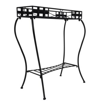 KONDELA Pedri kovový stojan na kvety čierna – Obrázok 2