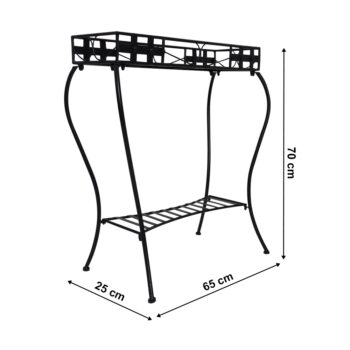 KONDELA Pedri kovový stojan na kvety čierna – Obrázok 5