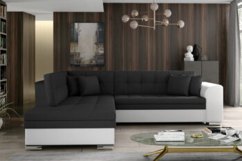 Sedačka PENNY patrí medzi moderné rohové sedačky. Štýlový dizajn v sebe spája rovné línie, zjemnené zaoblením opierok rúk a chrbta. Elegantné prešívanie vytvára vzor na sedacej aj opierkovej časti. Celkový vzhľad dopĺňajú dekoračné vankúšiky, ktoré sú súčasťou sedačky. Tento dominantný kúsok nábytku rozžiari celú miestnosť a stane sa jej neoddeliteľnou súčasťou. Vďaka možnosti rozkladu si vytvoríte spaciu plochu 200 x 126 cm, vhodnú na príležitostné spanie. Dolphinmechanizmus zabezpečí jednoduchú manipuláciu pri rozklade sedačky. Sedačka je vyrobená v kombinácii vlnovcovej pružiny a PUR peny. Touto kombináciou získate maximálne pohodlie pre sedenie či leňošenie. Hustota peny sedacej časti je T3030, hustota peny opierok je T2542.Sedačka je vyrobená v ľavom prevedení rohu. Je celočalúnená, vhodná aj na umiestnenie v priestore. Na čalúnenie je použitá kombinácia látky Sawana 14 a eko-kože Soft 17. Celkové rozmery (š/v/h): 260 x 80 x 205cm. Hĺbka sedenia 58 cm, výška sedenia 40 cm.V našej ponuke nájdete túto sedačku aj v opačnom prevedení rohu ako aj v ďalších módnych a štýlových farbách.