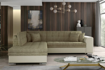 Sedačka PENNY patrí medzi moderné rohové sedačky. Štýlový dizajn v sebe spája rovné línie, zjemnené zaoblením opierok rúk a chrbta. Elegantné prešívanie vytvára vzor na sedacej aj opierkovej časti. Celkový vzhľad dopĺňajú dekoračné vankúšiky, ktoré sú súčasťou sedačky. Tento dominantný kúsok nábytku rozžiari celú miestnosť a stane sa jej neoddeliteľnou súčasťou. Vďaka možnosti rozkladu si vytvoríte spaciu plochu 200 x 126 cm, vhodnú na príležitostné spanie. Dolphinmechanizmus zabezpečí jednoduchú manipuláciu pri rozklade sedačky. Sedačka je vyrobená v kombinácii vlnovcovej pružiny a PUR peny. Touto kombináciou získate maximálne pohodlie pre sedenie či leňošenie. Hustota peny sedacej časti je T3030, hustota peny opierok je T2542.Sedačka je vyrobená v ľavom prevedení rohu. Je celočalúnená, vhodná aj na umiestnenie v priestore. Na čalúnenie je použitá kombinácia látky Berlin 03 a eko-kože Soft 33. Celkové rozmery (š/v/h): 260 x 80 x 205cm. Hĺbka sedenia 58 cm, výška sedenia 40 cm.V našej ponuke nájdete túto sedačku aj v opačnom prevedení rohu ako aj v ďalších módnych a štýlových farbách. 
