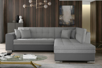 Sedačka PENNY patrí medzi moderné rohové sedačky. Štýlový dizajn v sebe spája rovné línie, zjemnené zaoblením opierok rúk a chrbta. Elegantné prešívanie vytvára vzor na sedacej aj opierkovej časti. Celkový vzhľad dopĺňajú dekoračné vankúšiky, ktoré sú súčasťou sedačky. Tento dominantný kúsok nábytku rozžiari celú miestnosť a stane sa jej neoddeliteľnou súčasťou. Vďaka možnosti rozkladu si vytvoríte spaciu plochu 200 x 126 cm, vhodnú na príležitostné spanie. Dolphinmechanizmus zabezpečí jednoduchú manipuláciu pri rozklade sedačky. Sedačka je vyrobená v kombinácii vlnovcovej pružiny a PUR peny. Touto kombináciou získate maximálne pohodlie pre sedenie či leňošenie. Hustota peny sedacej časti je T3030, hustota peny opierok je T2542.Sedačka je vyrobená v pravom prevedení rohu. Je celočalúnená, vhodná aj na umiestnenie v priestore. Na čalúnenie je použitá kombinácia látky Sawana 21 a eko-kože Soft 29. Celkové rozmery (š/v/h): 260 x 80 x 205cm. Hĺbka sedenia 58 cm, výška sedenia 40 cm.V našej ponuke nájdete túto sedačku aj v opačnom prevedení rohu ako aj v ďalších módnych a štýlových farbách.