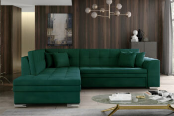 Sedačka PENNY patrí medzi moderné rohové sedačky. Štýlový dizajn v sebe spája rovné línie, zjemnené zaoblením opierok rúk a chrbta. Elegantné prešívanie vytvára vzor na sedacej aj opierkovej časti. Celkový vzhľad dopĺňajú dekoračné vankúšiky, ktoré sú súčasťou sedačky. Tento dominantný kúsok nábytku rozžiari celú miestnosť a stane sa jej neoddeliteľnou súčasťou. Vďaka možnosti rozkladu si vytvoríte spaciu plochu 200 x 126 cm, vhodnú na príležitostné spanie. Dolphinmechanizmus zabezpečí jednoduchú manipuláciu pri rozklade sedačky. Sedačka je vyrobená v kombinácii vlnovcovej pružiny a PUR peny. Touto kombináciou získate maximálne pohodlie pre sedenie či leňošenie. Hustota peny sedacej časti je T3030, hustota peny opierok je T2542.Sedačka je vyrobená v ľavom prevedení rohu. Je celočalúnená, vhodná aj na umiestnenie v priestore. Na čalúnenie je použitá kvalitná látka Monolith 37. Celkové rozmery (š/v/h): 260 x 80 x 205cm. Hĺbka sedenia 58 cm, výška sedenia 40 cm.V našej ponuke nájdete túto sedačku aj v opačnom prevedení rohu ako aj v ďalších módnych a štýlových farbách.  