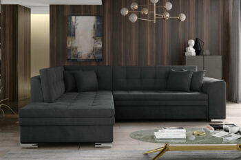 Sedačka PENNY patrí medzi moderné rohové sedačky. Štýlový dizajn v sebe spája rovné línie, zjemnené zaoblením opierok rúk a chrbta. Elegantné prešívanie vytvára vzor na sedacej aj opierkovej časti. Celkový vzhľad dopĺňajú dekoračné vankúšiky, ktoré sú súčasťou sedačky. Tento dominantný kúsok nábytku rozžiari celú miestnosť a stane sa jej neoddeliteľnou súčasťou. Vďaka možnosti rozkladu si vytvoríte spaciu plochu 200 x 126 cm, vhodnú na príležitostné spanie. Dolphinmechanizmus zabezpečí jednoduchú manipuláciu pri rozklade sedačky. Sedačka je vyrobená v kombinácii vlnovcovej pružiny a PUR peny. Touto kombináciou získate maximálne pohodlie pre sedenie či leňošenie. Hustota peny sedacej časti je T3030, hustota peny opierok je T2542.Sedačka je vyrobená v ľavom prevedení rohu. Je celočalúnená, vhodná aj na umiestnenie v priestore. Na čalúnenie je použitá kvalitná látka Paros 06. Celkové rozmery (š/v/h): 260 x 80 x 205cm. Hĺbka sedenia 58 cm, výška sedenia 40 cm.V našej ponuke nájdete túto sedačku aj v opačnom prevedení rohu ako aj v ďalších módnych a štýlových farbách.  