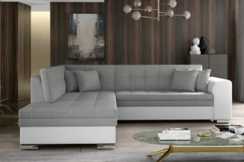 Sedačka PENNY patrí medzi moderné rohové sedačky. Štýlový dizajn v sebe spája rovné línie, zjemnené zaoblením opierok rúk a chrbta. Elegantné prešívanie vytvára vzor na sedacej aj opierkovej časti. Celkový vzhľad dopĺňajú dekoračné vankúšiky, ktoré sú súčasťou sedačky. Tento dominantný kúsok nábytku rozžiari celú miestnosť a stane sa jej neoddeliteľnou súčasťou. Vďaka možnosti rozkladu si vytvoríte spaciu plochu 200 x 126 cm, vhodnú na príležitostné spanie. Dolphinmechanizmus zabezpečí jednoduchú manipuláciu pri rozklade sedačky. Sedačka je vyrobená v kombinácii vlnovcovej pružiny a PUR peny. Touto kombináciou získate maximálne pohodlie pre sedenie či leňošenie. Hustota peny sedacej časti je T3030, hustota peny opierok je T2542.Sedačka je vyrobená v ľavom prevedení rohu. Je celočalúnená, vhodná aj na umiestnenie v priestore. Na čalúnenie je použitá kombinácia látky Sawana 21 a eko-kože Soft 17. Celkové rozmery (š/v/h): 260 x 80 x 205cm. Hĺbka sedenia 58 cm, výška sedenia 40 cm.V našej ponuke nájdete túto sedačku aj v opačnom prevedení rohu ako aj v ďalších módnych a štýlových farbách. 