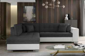 Sedačka PENNY patrí medzi moderné rohové sedačky. Štýlový dizajn v sebe spája rovné línie, zjemnené zaoblením opierok rúk a chrbta. Elegantné prešívanie vytvára vzor na sedacej aj opierkovej časti. Celkový vzhľad dopĺňajú dekoračné vankúšiky, ktoré sú súčasťou sedačky. Tento dominantný kúsok nábytku rozžiari celú miestnosť a stane sa jej neoddeliteľnou súčasťou. Vďaka možnosti rozkladu si vytvoríte spaciu plochu 200 x 126 cm, vhodnú na príležitostné spanie. Dolphinmechanizmus zabezpečí jednoduchú manipuláciu pri rozklade sedačky. Sedačka je vyrobená v kombinácii vlnovcovej pružiny a PUR peny. Touto kombináciou získate maximálne pohodlie pre sedenie či leňošenie. Hustota peny sedacej časti je T3030, hustota peny opierok je T2542.Sedačka je vyrobená v ľavom prevedení rohu. Je celočalúnená, vhodná aj na umiestnenie v priestore. Na čalúnenie je použitá kombinácia látky Inari 96 a eko-kože Soft 17. Celkové rozmery (š/v/h): 260 x 80 x 205cm. Hĺbka sedenia 58 cm, výška sedenia 40 cm.V našej ponuke nájdete túto sedačku aj v opačnom prevedení rohu ako aj v ďalších módnych a štýlových farbách. 