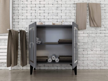 Skrinka PETRH – Luxusné úložné riešenie pre vašu obývaciu izbuSkrinka PETRH je navrhnutá pre tých, ktorí chcú do svojej obývačky priniesť nádych luxusu a elegancie. Vďaka kombinácii antracitovej a zlatej farby sa stane štýlovým stredobodom vášho interiéru. Plné dvierka ponúkajú dostatok úložného priestoru, zatiaľ čo kovové úchytky pridávajú na exkluzivite.S kompaktnými rozmermi 79 x 75 x 40 cm skrinka PETRH ponúka praktické riešenie pre usporiadanie vašich vecí. Vyrobená z kvalitného LTD materiálu s hrúbkou 18 mm, zaručuje pevnosť a odolnosť, čo ju robí ideálnym doplnkom pre každodenné používanie.Hlavné vlastnosti:Materiál: LTDRozmer: 79 x 75 x 40 cmVybavenie: Dvierka plnéŠtýl: LuxusnéPočet dvierok: 2Úchytky: KovovéHrúbka materiálu: 18 mmDodatočné informácie: Dodávame v demonte, plastové nožičkyFarba: Antracit + striebornáSkrinka PETRH je dodávaná v demontovanom stave s priloženým návodom na jednoduchú montáž. Plastové nožičky zaisťujú stabilitu a zároveň chránia podlahu. Tento luxusný kus nábytku je ideálnou voľbou pre tých, ktorí hľadajú elegantné a funkčné riešenie pre svoju obývaciu izbu.