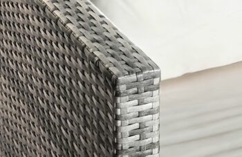 Elegantná záhradná zostava PHUKET je vďaka neutrálnemu dizajnu vhodná do akéhokoľvek prostredia. Nábytok je vyrobený z umelého ratanu, ktorý je vysoko odolný voči meniacim sa poveternostným podmienkam. Zostava PHUKET splní očakávania aj náročných zákazníkov, ktorí si potrpia na modernosť a komfort odpočinku. Záhradná zostava je skladná a mimoriadne obľúbená. Pohodlné sedáky v krémovej farbe sú vyrobené z kvalitnej peny, ktorá spríjemní chvíle relaxu na vašej terase či záhrade.Parametre:Farebné prevedenie: šedá melanž (svetlá) + krémová látka sedákovVýplet: polyratán 6-8 mm x 1,1 mm, hladká štruktúraKonštrukcia nábytku: oceľStôl s doskou z priehľadného 5 mm temperovaného sklaSklenená doska stola je upevnená na silikónových prísavkách, ktoré zabraňujú jej skĺznutiu.Sada sa skladá z 3 prvkov: 1x pohovka, 1x taburetka, 1x stôlKrémové vankúše sú v cene setu.Rozmery:stôl : š/h/v 65 x 65 x 30 cmtaburet : š/h/v 70 x 70 x 30 cmpohovka: š/h/v 200 x 70 x 60 cmPo prisunutí taburetky k pohovke vznikne štýlová rohová sedačka s rozmerom (ŠxVxH)  200 x 60 x 140 cm (hĺbka pohovky je 70 cm).