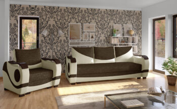 Unikátny dizajn a netradičné prevedenie sedacej súpravy PIETRO 3+1+1 zaujme svojou výnimočnosťou na prvý pohľad a bude stredobodom obdivu Vašej obývačky. Jej dokonalé farebné prevedenie v kombinácii farieb hnedá (Sawana 16) / béžová (Soft 33) a unikátne riešené, vysoké podrúčky s dreveným…