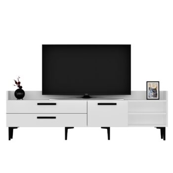 TV stolík PIKE - moderné a praktické riešenie pre vašu obývaciu izbuTV stolík PIKE je ideálnou voľbou pre tých, ktorí hľadajú elegantný a funkčný nábytok do obývačky. Vďaka svojmu modernému dizajnu a praktickému usporiadaniu poskytuje dostatok úložného priestoru a ľahko zapadne do každého interiéru.Vyrobený z kvalitného LTD materiálu s hrúbkou 18 mm, stolík PIKE je zárukou pevnosti a dlhej životnosti. Stolík je vybavený skrinkou s dvoma dvierkami a praktickým regálkom, ktorý umožňuje ľahké usporiadanie vašich multimediálnych zariadení a ďalších doplnkov. Plastové úchytky zaisťujú jednoduché a pohodlné otváranie.Hlavné vlastnosti produktu:Typ tovaru: TV stolíkVhodné do miestnosti: obývacia izbaMateriál: LTDRozmery: 55 x 180 x 29.6 cmFarba: bielaVybavenie: skrinka a regálPočet dvierok: 2Úchytky: plastDodatočné informácie: Dodávame v demonte, plastové nožičkyTV stolík PIKE je dodávaný v demontovanom stave, čo uľahčuje prepravu a montáž. Plastové nožičky zaisťujú stabilitu a ochranu podlahy pred poškodením.