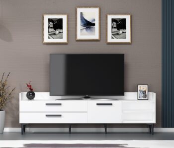 TV stolík PIKE - moderné a praktické riešenie pre vašu obývaciu izbuTV stolík PIKE je ideálnou voľbou pre tých, ktorí hľadajú elegantný a funkčný nábytok do obývačky. Vďaka svojmu modernému dizajnu a praktickému usporiadaniu poskytuje dostatok úložného priestoru a ľahko zapadne do každého interiéru.Vyrobený z kvalitného LTD materiálu s hrúbkou 18 mm, stolík PIKE je zárukou pevnosti a dlhej životnosti. Stolík je vybavený skrinkou s dvoma dvierkami a praktickým regálkom, ktorý umožňuje ľahké usporiadanie vašich multimediálnych zariadení a ďalších doplnkov. Plastové úchytky zaisťujú jednoduché a pohodlné otváranie.Hlavné vlastnosti produktu:Typ tovaru: TV stolíkVhodné do miestnosti: obývacia izbaMateriál: LTDRozmery: 55 x 180 x 29.6 cmFarba: bielaVybavenie: skrinka a regálPočet dvierok: 2Úchytky: plastDodatočné informácie: Dodávame v demonte, plastové nožičkyTV stolík PIKE je dodávaný v demontovanom stave, čo uľahčuje prepravu a montáž. Plastové nožičky zaisťujú stabilitu a ochranu podlahy pred poškodením.