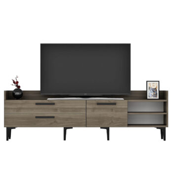 TV stolík PIKE - moderné a praktické riešenie pre vašu obývaciu izbuTV stolík PIKE je ideálnou voľbou pre tých, ktorí hľadajú elegantný a funkčný nábytok do obývačky. Vďaka svojmu modernému dizajnu a praktickému usporiadaniu poskytuje dostatok úložného priestoru a ľahko zapadne do každého interiéru.Vyrobený z kvalitného LTD materiálu s hrúbkou 18 mm, stolík PIKE je zárukou pevnosti a dlhej životnosti. Stolík je vybavený skrinkou s dvoma dvierkami a praktickým regálkom, ktorý umožňuje ľahké usporiadanie vašich multimediálnych zariadení a ďalších doplnkov. Plastové úchytky zaisťujú jednoduché a pohodlné otváranie.Hlavné vlastnosti produktu:Typ tovaru: TV stolíkVhodné do miestnosti: obývacia izbaMateriál: LTDRozmery: 55 x 180 x 29.6 cmFarba: orechVybavenie: skrinka a regálPočet dvierok: 2Úchytky: plastDodatočné informácie: Dodávame v demonte, plastové nožičkyTV stolík PIKE je dodávaný v demontovanom stave, čo uľahčuje prepravu a montáž. Plastové nožičky zaisťujú stabilitu a ochranu podlahy pred poškodením.